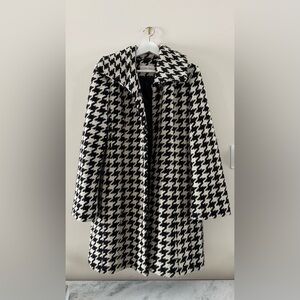 Calvin Klein Black and White Houndstooth Teddy Jacket